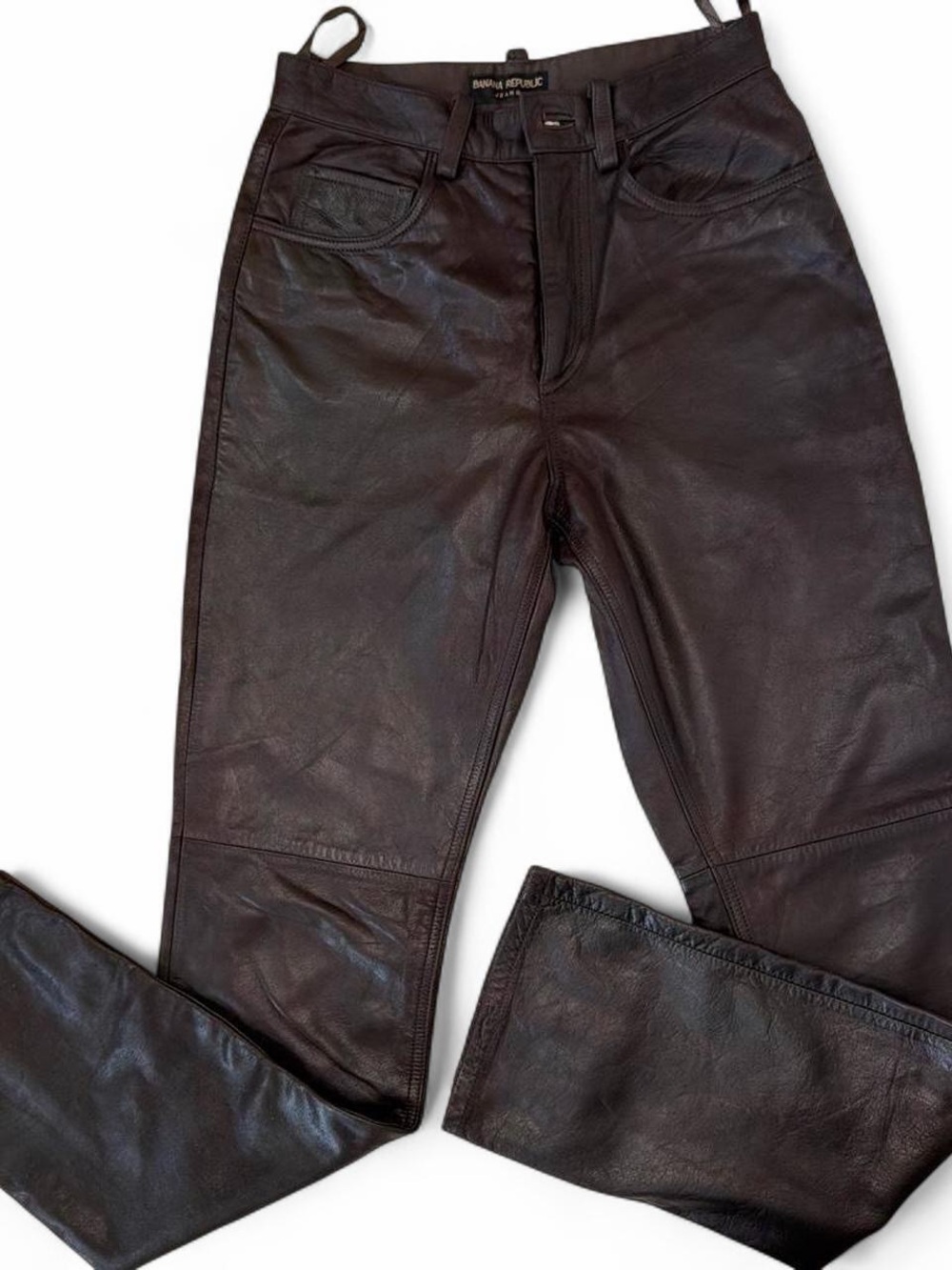 90’s archival Banana Republic Dark Brown Leather Straight Jeans